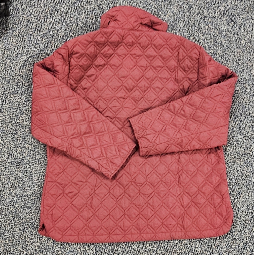 Quilted Barn Jacket Lands End Packable Funnel Burgundy Large 14-16 Petite New - Picture 4 of 9